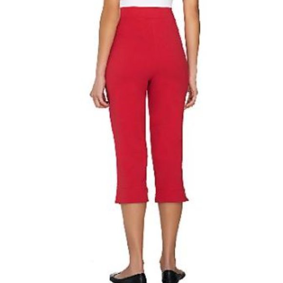 NEW Susan Graver Weekend French Terry  Pull-On Crop Pants Red XL - Picture 3 of 16